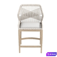 Kathy Kuo Home Lorry Coastal Beach Taupe Woven Rope Performance Mahogany Counter Stool 3D Model Vray