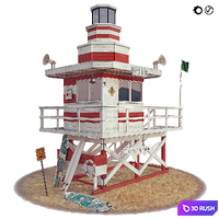 Beach Rescue Tower 3D Model Vray, Corona