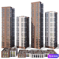 Set of houses 3D Model Vray, Corona
