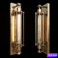 AVE Antique Brass Long Bulb Cage Wall Mount Lamp 3D Model Vray, Corona