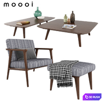 Moooi armchair and tables 3D Model Vray