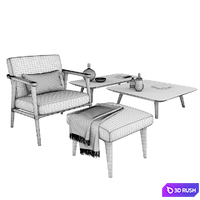Moooi armchair and tables 3D Model Vray