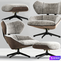 Camila armchair and pouf 3D Model Vray, Corona