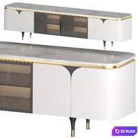 Moulton White Stone Flower Shape TV Stand 3D Model Vray