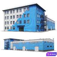 Factory building V2 3D Model Corona