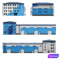 Factory building V2 3D Model Corona