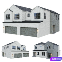 Low Poly American House 02 3D Model Corona