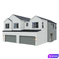 Low Poly American House 02 3D Model Corona