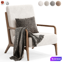 Zara Home - The ash wood armchair with linen upholstery 3D Model Vray, Corona