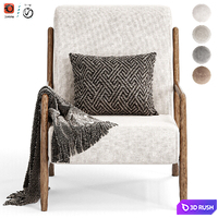 Zara Home - The ash wood armchair with linen upholstery 3D Model Vray, Corona