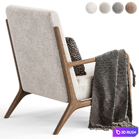 Zara Home - The ash wood armchair with linen upholstery 3D Model Vray, Corona