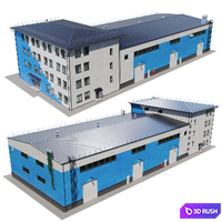 Factory building V2 3D Model Corona