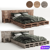 Wood pallet bed 3D Model Corona