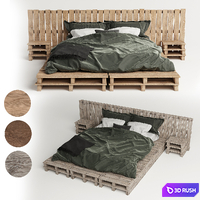Wood pallet bed 3D Model Corona