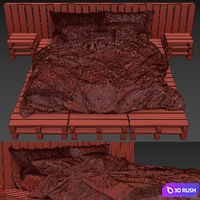 Wood pallet bed 3D Model Corona
