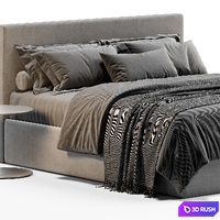 Flou Notturno Shabby Chic Bed 3D Model Vray, Corona
