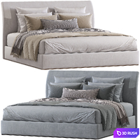 Double bed 164. 3D Model Vray, Corona
