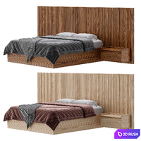 Batten White Oak King Plinth-Base Storage bed 3D Model Corona