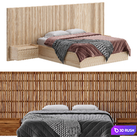 Batten White Oak King Plinth-Base Storage bed 3D Model Corona