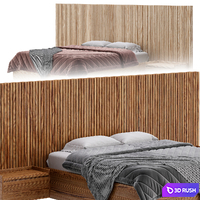 Batten White Oak King Plinth-Base Storage bed 3D Model Corona