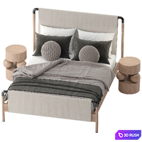 Harriett bed with Taos side table 3D Model Vray