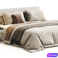West Elm Curved Modern Upholstered Bed 3D Model Vray, Corona