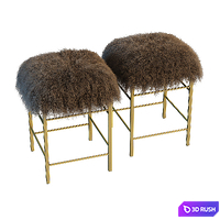 Pair of Italian Brass Stools 3D Model Vray