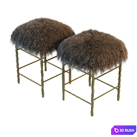 Pair of Italian Brass Stools 3D Model Vray