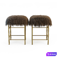 Pair of Italian Brass Stools 3D Model Vray