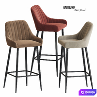 Hamburg Chair Bar Dark Gray Velvet 3D Model Vray, Corona
