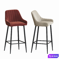 Hamburg Chair Bar Dark Gray Velvet 3D Model Vray, Corona