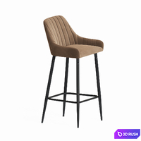Hamburg Chair Bar Dark Gray Velvet 3D Model Vray, Corona