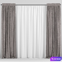 Curtains with tulle 3D Model Vray, Corona
