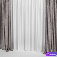 Curtains with tulle 3D Model Vray, Corona
