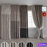 Set of curtains 100 3D Model Vray, Corona