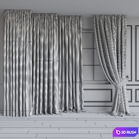 Set of curtains 100 3D Model Vray, Corona