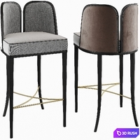 Juliettes Interiors Art Deco Inspired Luxury Designer Upholstered Bar Stool JME029 3D Model Corona