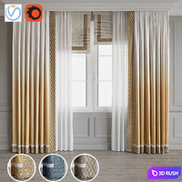 Set of curtains 110 3D Model Vray, Corona