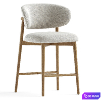 Curved Linen Backrest Bar Stools 3D Model Corona