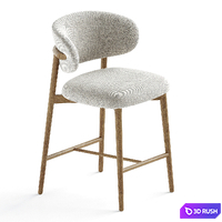 Curved Linen Backrest Bar Stools 3D Model Corona