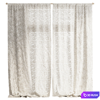 Draped Embroidery Lace Curtain 3D Model Vray, Corona