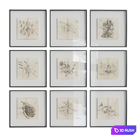 Glass photo frames with plant illustrations 2 3D Model Corona