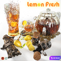 Tea with lemon (Lemon Fresh) 3D Model Vray