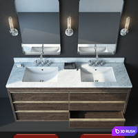 BEZIER DOUBLE VANITY 3D Model Vray