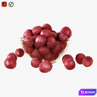 Red plums in a vase 3D Model Vray, Corona