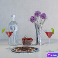Vodka Set 3D Model Vray
