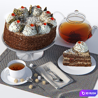 Cake and slice 3D Model Vray