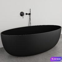 Lusso Stone VETRINA Black Bathtub + LUXE Bath Tap 3D Model Corona