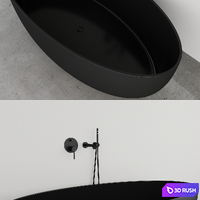 Lusso Stone VETRINA Black Bathtub + LUXE Bath Tap 3D Model Corona
