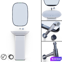 PURE Krion / ESPEJO PURE NEGRO / Bathroom Taps TONO / Siphon Noken 3D Model Vray, Corona